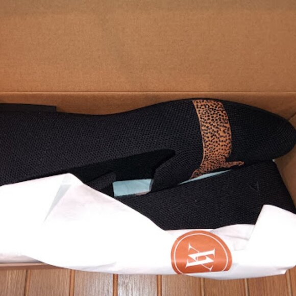 VIVAIA Size 10 EU 41.5 Audrey Black Cheetah Embroidered Round Toe Flats Loafers - Picture 5 of 11